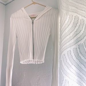 PacSun white ribbed zip up